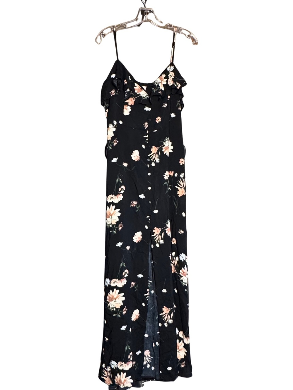 Band of Gypsies NWT Black Floral Dainty Feminine Coquette Maxi Dress Size Large
